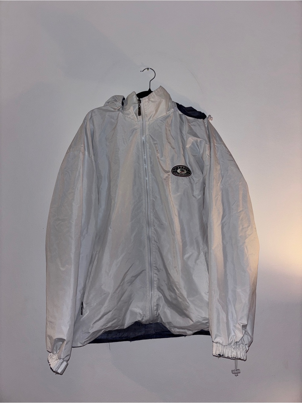Lightweight White Hooded Windbreaker Jacket